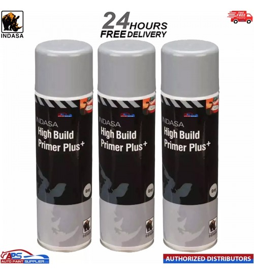 3X INDASA HIGH BUILD PRIMER+ AEROSOL GREY SPRAY PAINT 500ML